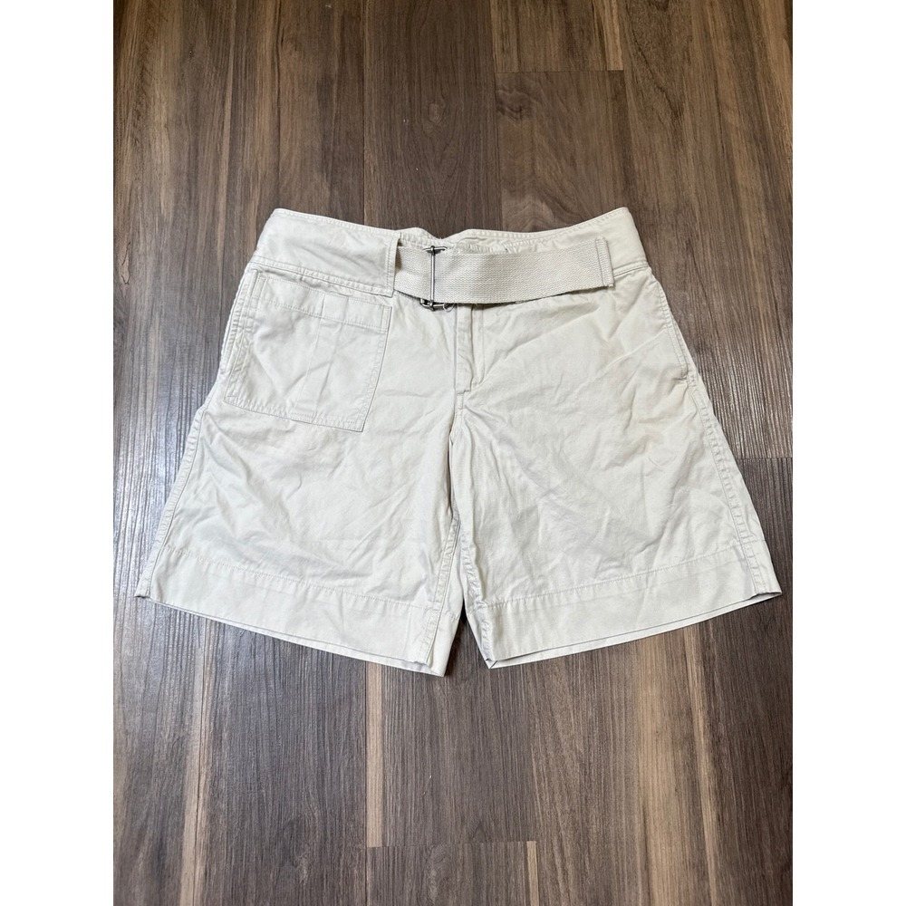 Ralph Lauren Chino Shorts Womens 8 Beige Belted Cargo Pocket Cotton Twill